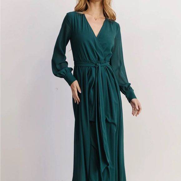 Baltic Born Hunter green chiffon maxi dress size small - Picture 5 of 7